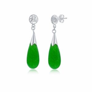 Jade Teardrop-Shaped Dangle Earrings in Sterling Silver